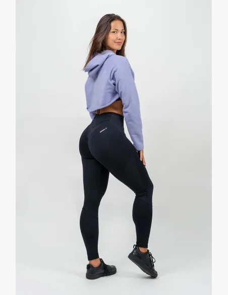 NEBBIA Crop mikina s dlhým rukávom a kapucňou GYM TIME fialová