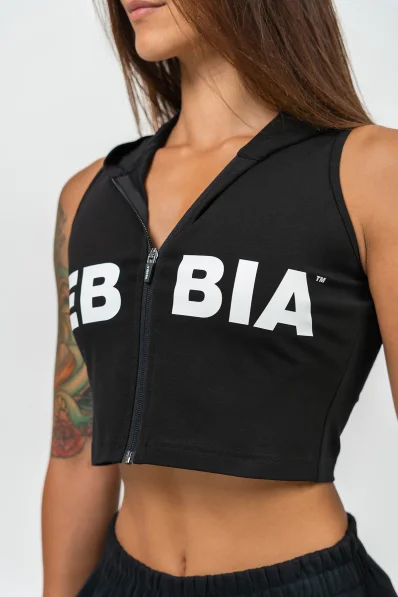 NEBBIA • Crop mikina bez rukávov MUSCLE MOMMY čierna • Nebshop.sk 2