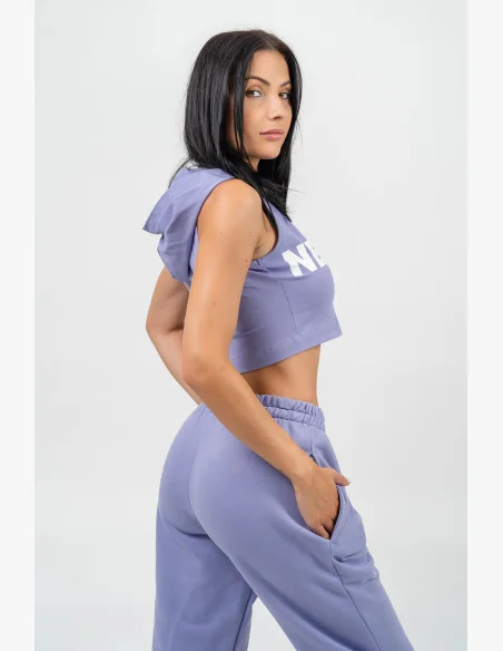 NEBBIA Crop mikina bez rukávov MUSCLE MOMMY fialová