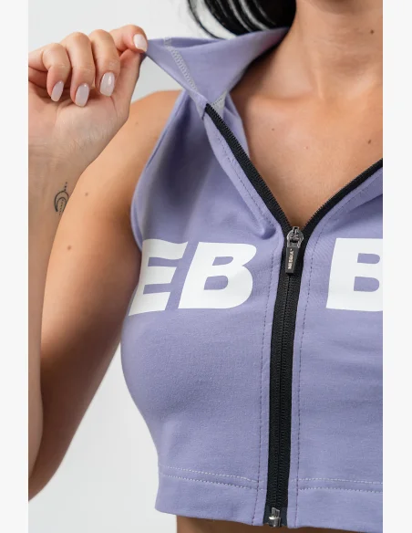 NEBBIA Crop mikina bez rukávov MUSCLE MOMMY fialová