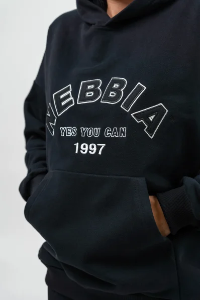 NEBBIA Sporty HERO crop top s dlhým rukávom čierna 2