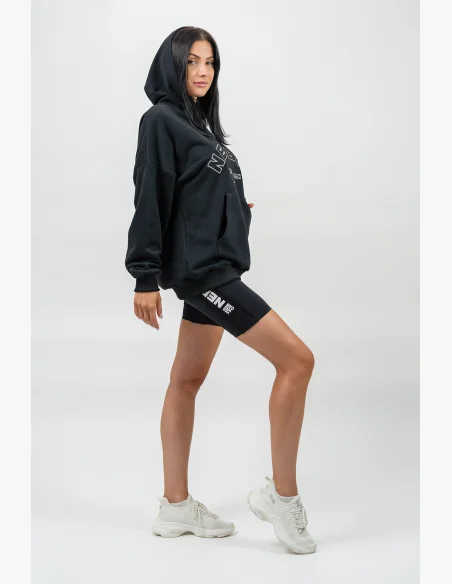 NEBBIA Oversize mikina s kapucí GYM RAT čierna
