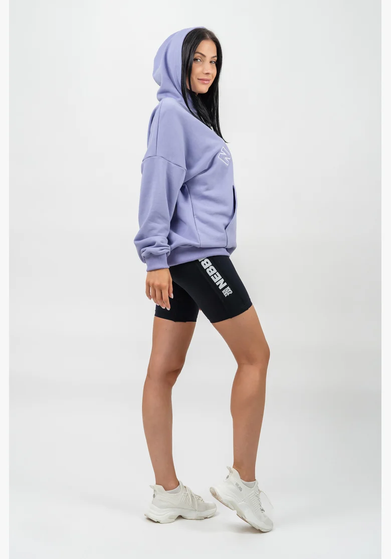 NEBBIA Oversize mikina s kapucí GYM RAT fialová