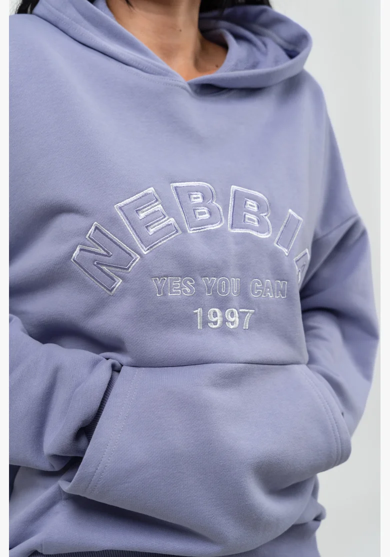 NEBBIA Oversize mikina s kapucí GYM RAT fialová