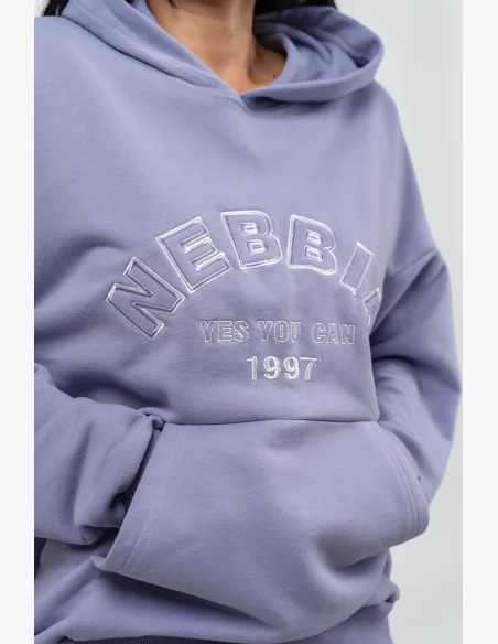 NEBBIA Oversize mikina s kapucí GYM RAT fialová