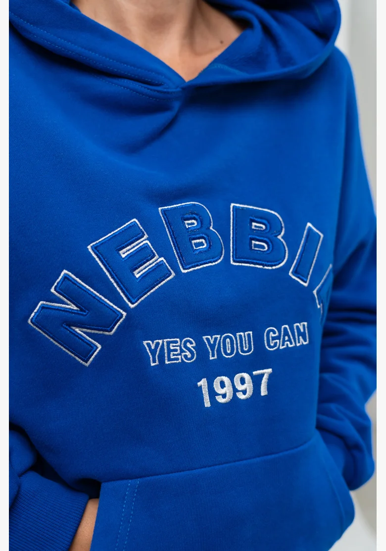 NEBBIA Oversize mikina s kapucňou GYM RAT modrá
