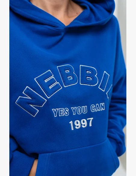 NEBBIA Oversize mikina s kapucňou GYM RAT modrá