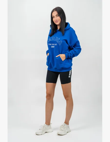 NEBBIA Oversize mikina s kapucňou GYM RAT modrá