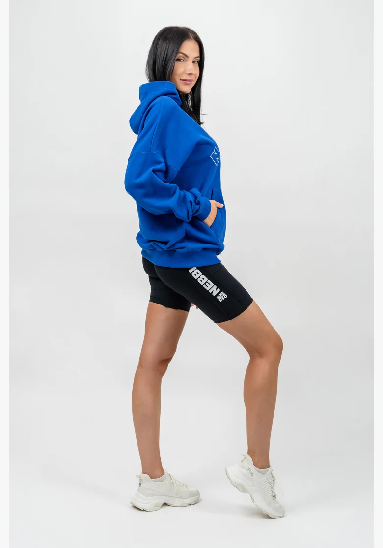 NEBBIA Oversize mikina s kapucňou GYM RAT modrá