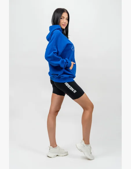 NEBBIA Oversize mikina s kapucňou GYM RAT modrá