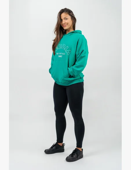 NEBBIA Oversize mikina s kapucí GYM RAT zelená