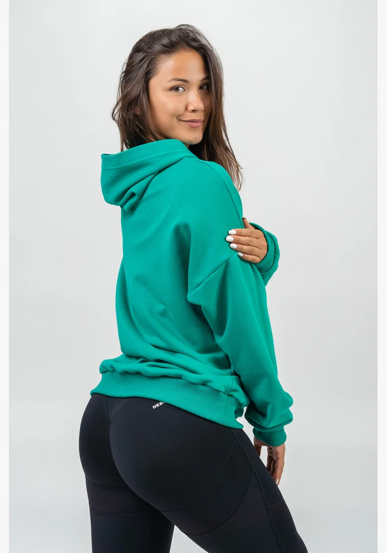 NEBBIA Oversize mikina s kapucí GYM RAT zelená