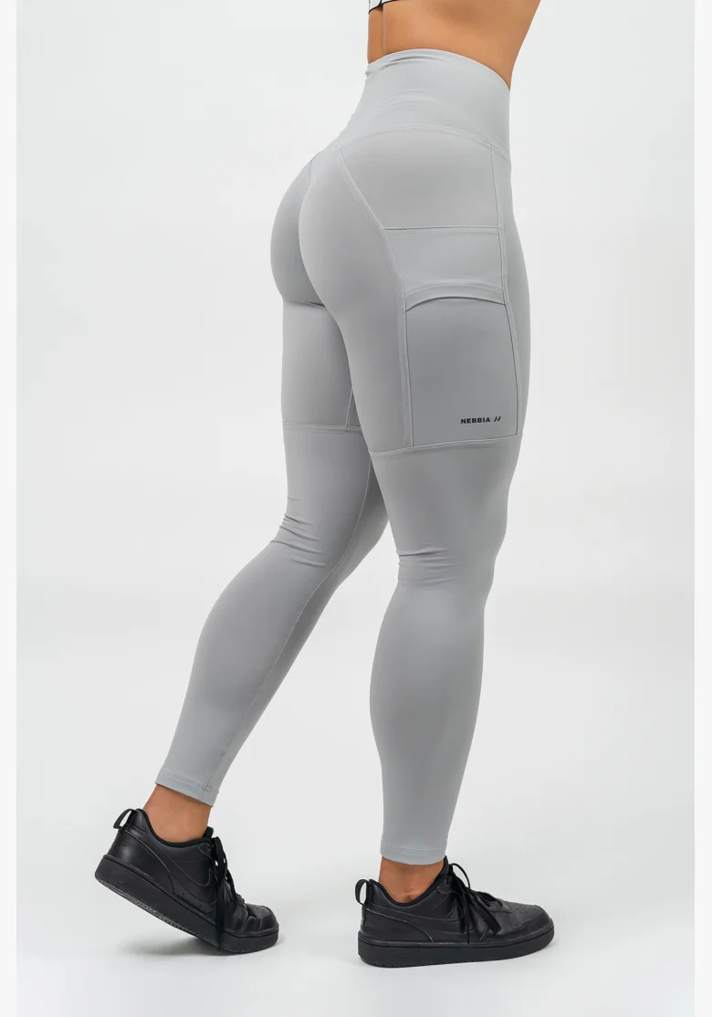 NEBBIA Legíny s vysokým pásom LEG DAY GOALS šedá