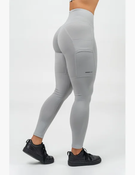 NEBBIA Legíny s vysokým pásom LEG DAY GOALS šedá