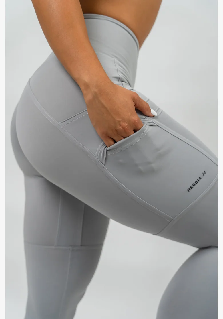 NEBBIA Legíny s vysokým pásom LEG DAY GOALS šedá
