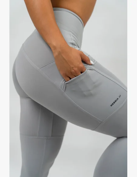 NEBBIA Legíny s vysokým pásom LEG DAY GOALS šedá