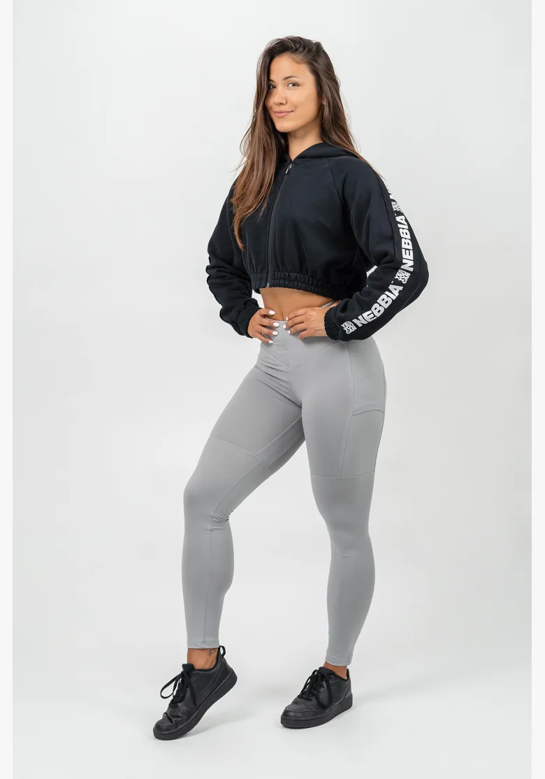 NEBBIA Legíny s vysokým pásom LEG DAY GOALS šedá