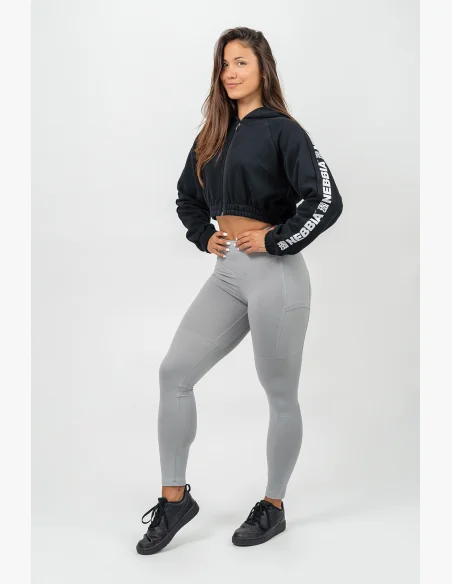 NEBBIA Legíny s vysokým pásom LEG DAY GOALS šedá