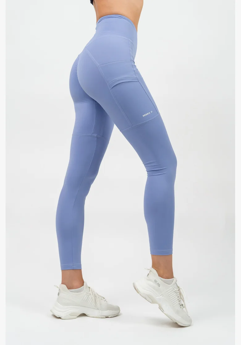 NEBBIA Legíny s vysokým pásom LEG DAY GOALS fialová