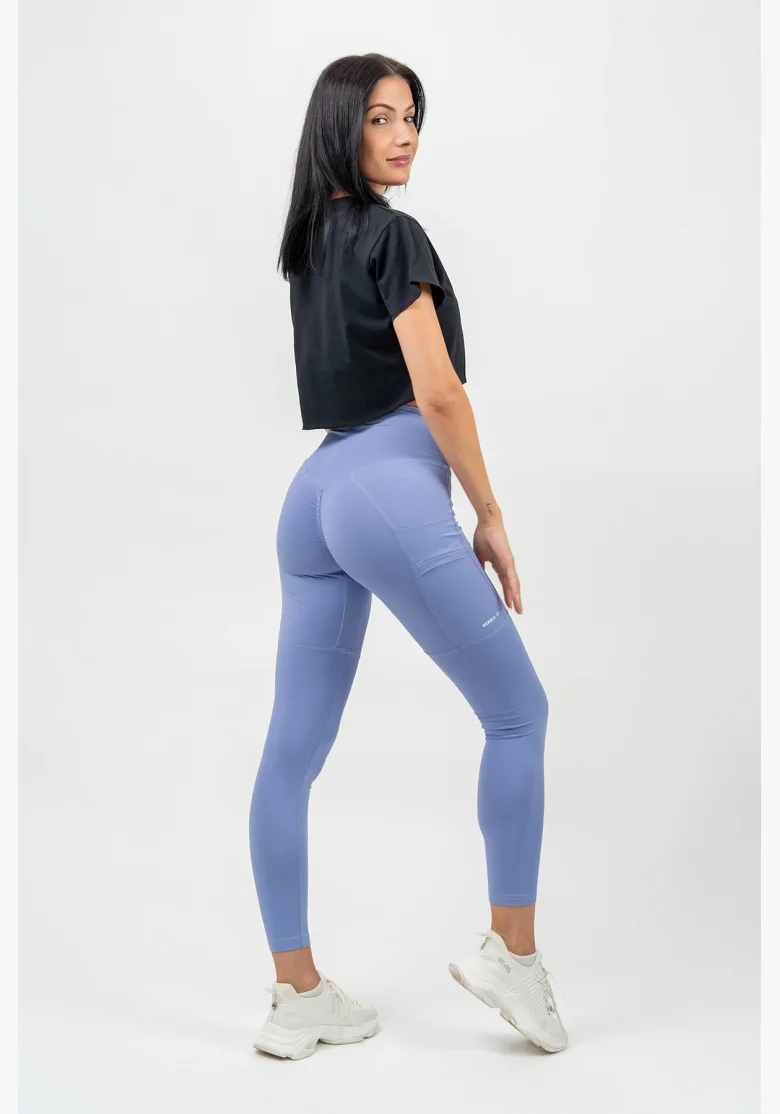 NEBBIA Legíny s vysokým pásom LEG DAY GOALS fialová