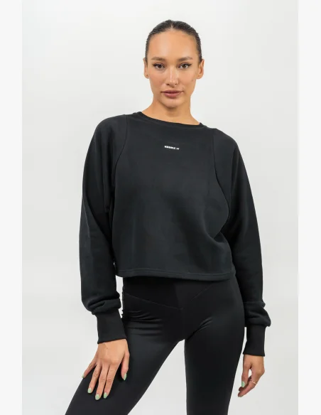 NEBBIA Crop mikina GYM SPIRIT čierna