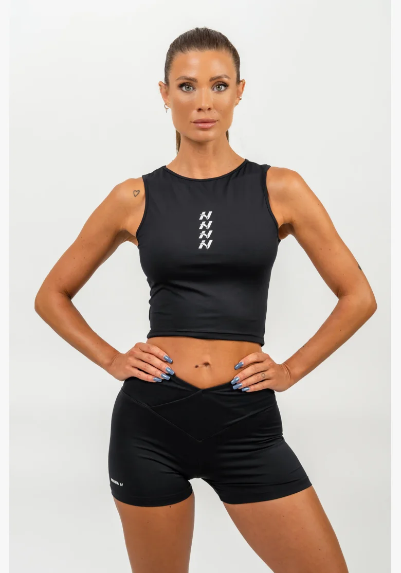 NEBBIA Crop top tričko CONFIDENCE čierna