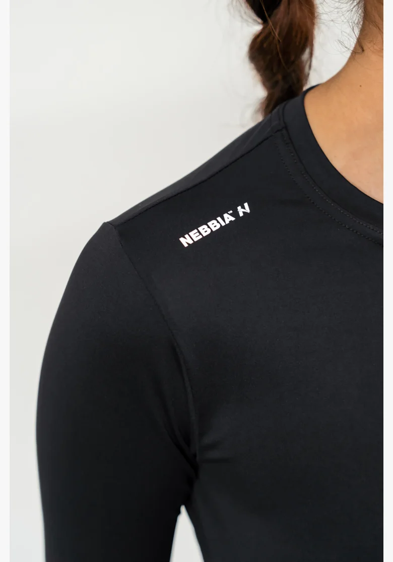 NEBBIA Crop top s dlhým rukávom ELEVATED čierna