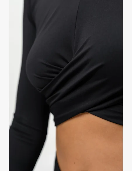 NEBBIA Crop top s dlhým rukávom ELEVATED čierna
