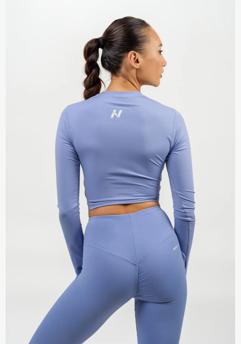 NEBBIA Crop top s dlhým rukávom ELEVATED fialová
