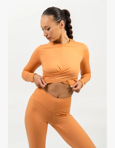 NEBBIA Crop top s dlhým rukávom ELEVATED oranžová