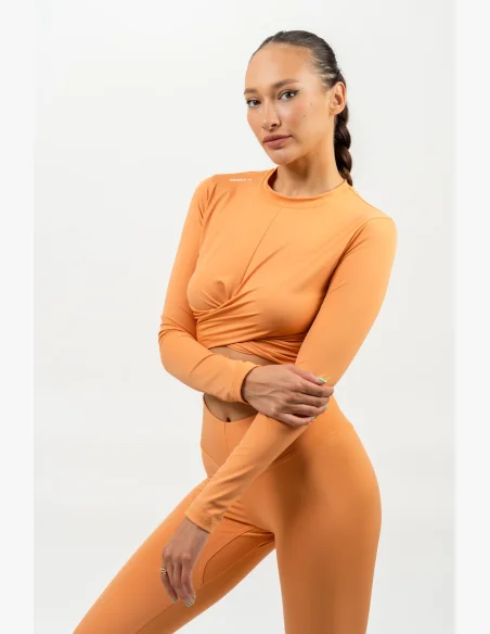 NEBBIA Crop top s dlhým rukávom ELEVATED oranžová