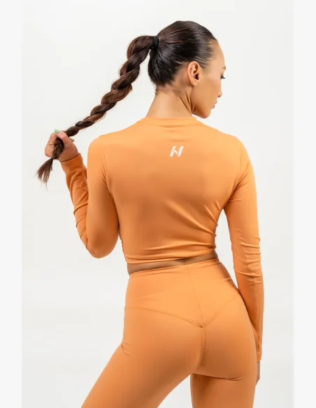 NEBBIA Crop top s dlhým rukávom ELEVATED oranžová
