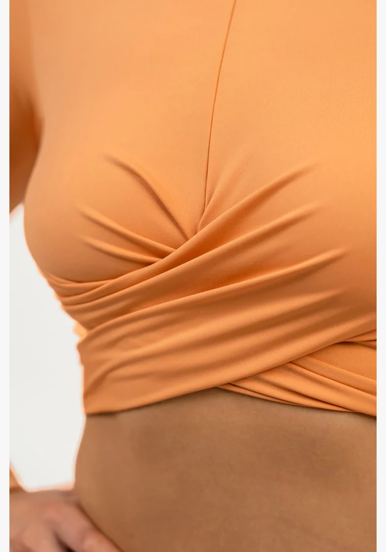 NEBBIA Crop top s dlhým rukávom ELEVATED oranžová