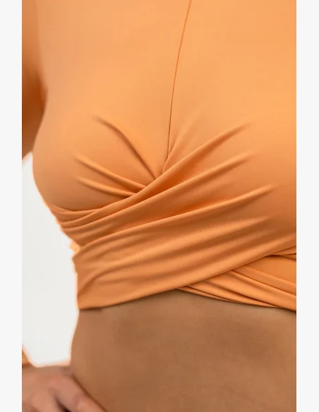 NEBBIA Crop top s dlhým rukávom ELEVATED oranžová