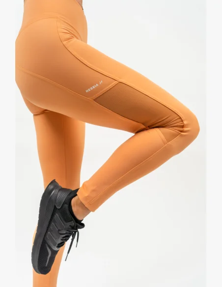 NEBBIA Legíny s sieťkou s vysokým pásom PERFORMANCE oranžová