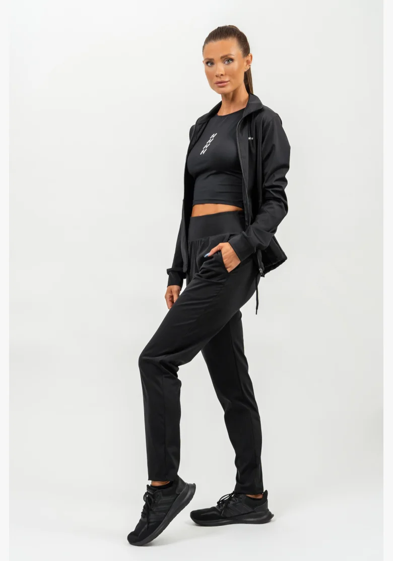 NEBBIA Mikina na zips s odleskom SLEEK čierna