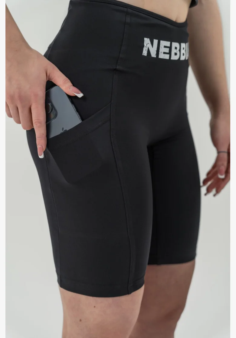 NEBBIA Cyklistické šortky s vysokým pasem 10″ GYM THERAPY čierne