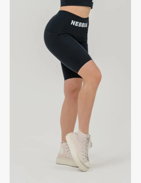 NEBBIA Cyklistické šortky s vysokým pasem 10″ GYM THERAPY čierne