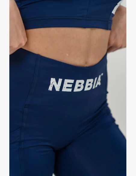NEBBIA Cyklistické šortky s vysokým pásom 10″ GYM THERAPY modré