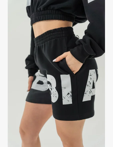 NEBBIA Crop top mikina MUSCLE MOMMY čierna