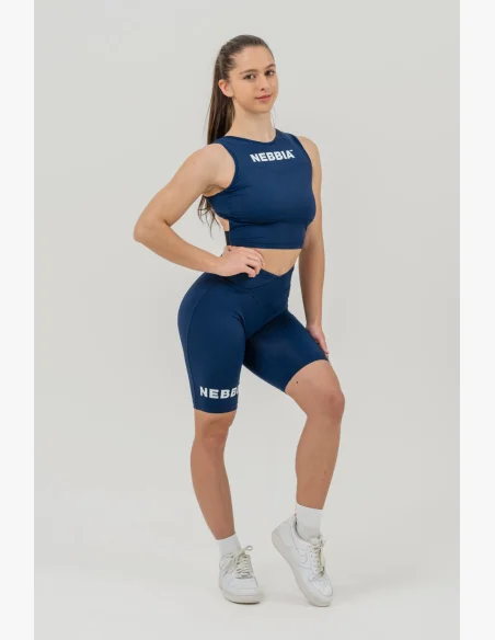 NEBBIA Crop top tielko GYM THERAPY modré