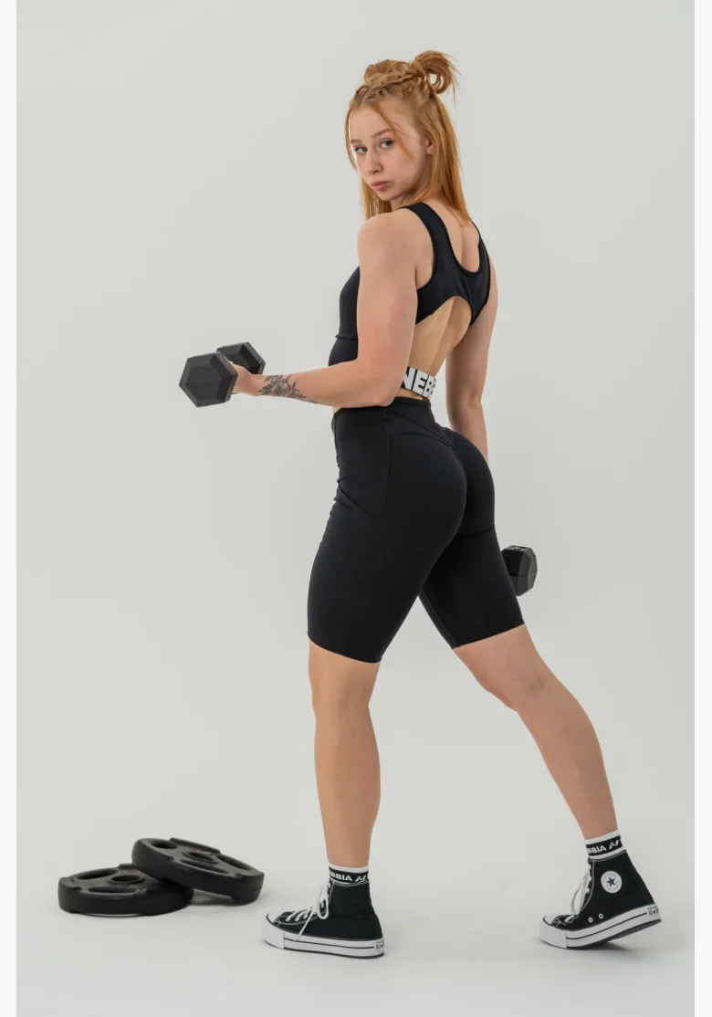 NEBBIA Crop top tielko GYM THERAPY čierne