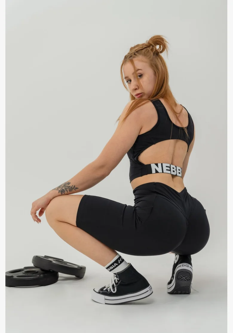 NEBBIA Crop top tielko GYM THERAPY čierne