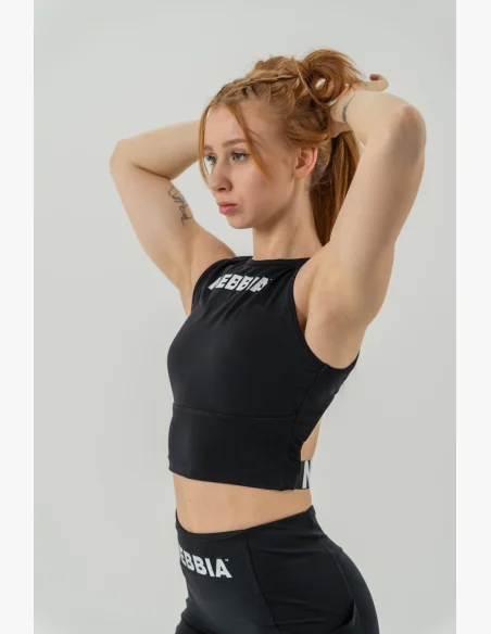 NEBBIA Crop top tielko GYM THERAPY čierne
