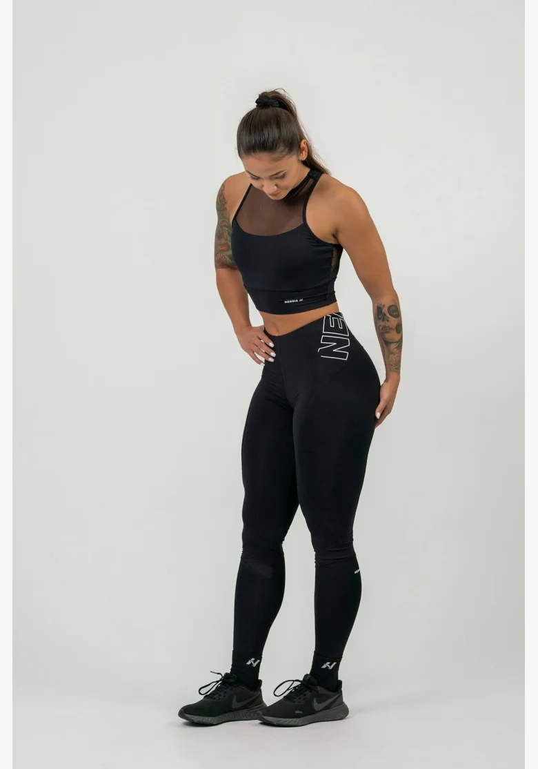 NEBBIA FIT Activewear legíny s vysokým pásom čierne