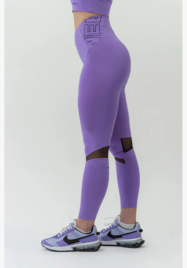 NEBBIA FIT Activewear legíny s vysokým pásom lila