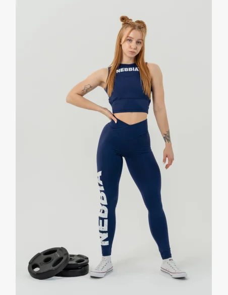 NEBBIA Fitness legíny s vysokým pásom GLUTE CHECK modré