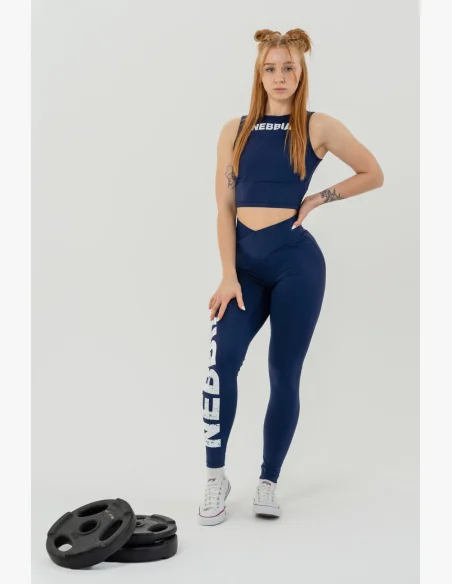 NEBBIA Fitness legíny s vysokým pásom GLUTE CHECK modré