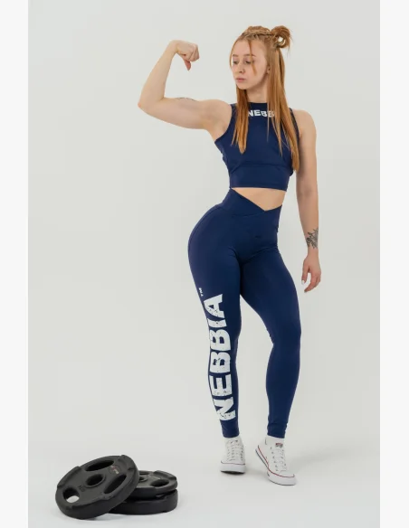 NEBBIA Fitness legíny s vysokým pásom GLUTE CHECK modré