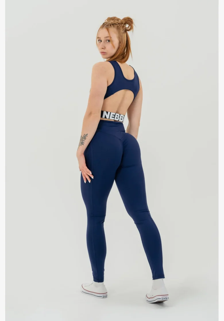 NEBBIA Fitness legíny s vysokým pásom GLUTE CHECK modré